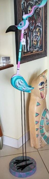 Whimsical Flamingo Sculpture