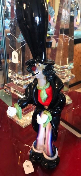 Blown Glass Clown Sculpture