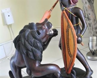 Carved Wood Sculpture - African Tribal Warrior - Mutinoa Wambua