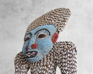 Bamileke Beaded Chief on Throne Statue (Western Cameroon)
