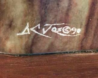 Orland C. Joe Native American Stone Sculpture on Wood base