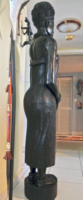 Life Size African Wood Carving of a Woman