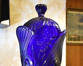 Blue glass urn