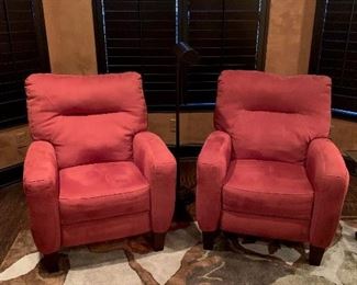 Pair of microfiber recliners