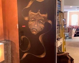 Pair of custom painted media room doors 