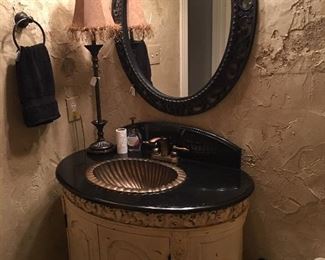 Vanity, mirror, light fixture