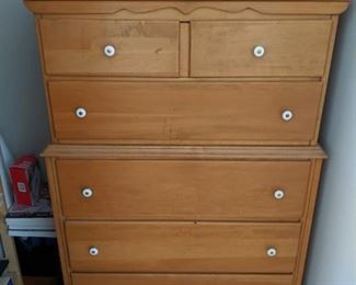 $50  Blonde wood tall dresser