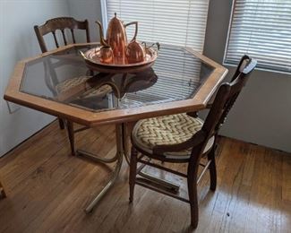 $40  Glass octagon table    $20  Two chairs