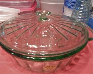 Vaseline Glass Covered Dish