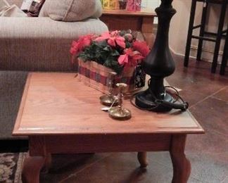 One of Two End Tables and Lamps