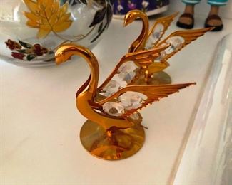 Brass swan figurines