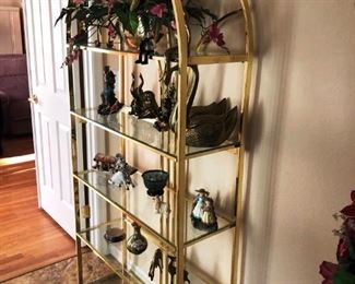 Brass and glass etagere