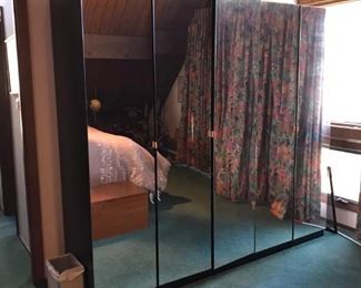 Modern, High Gloss Wardrobe Armoire with all glass fronts - 5 separate pieces