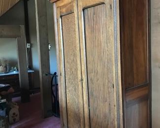 Early American Walnut Armoire Wardrobe Cabinet - Beautiful detail and great for storage