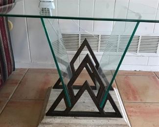 Unique Stone, metal and glass accent table