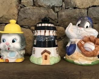 Large selection of vintage cookie jars
