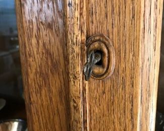 1930's Kitchen Cabinet Hutch - solid wood and lovely detail, vintage glass front and plenty of storage