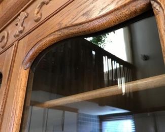 1930's Kitchen Cabinet Hutch - solid wood and lovely detail, vintage glass front and plenty of storage