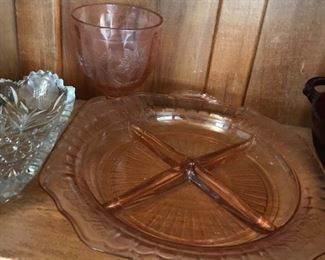 Vintage pink depression glass