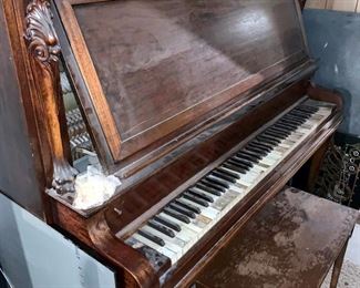 Antique Claw Footed Oak Upright Piano