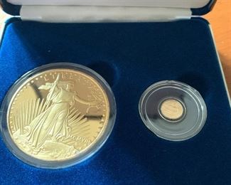 Gold Plated Sterling Coin and Mini Gold Coins Sets