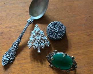 Sterling Pieces and Eisenburg  Christmas Tree Brooch