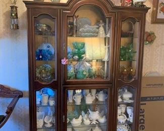 #17		2 door Glass-front Display Cabinet  50" Wide x 12x74  w/key & Lighted   (4 glass shelves)	 $225.00 
