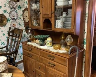 #58		7 drawer & 3 doors & 2 glass Doors Wood China Cabinet Maple  47x19x35-75	 $75.00 
