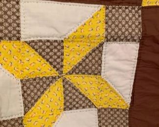 #134		Brown/Yellow Handquilted Queen Size Quilt w/sashing	 $65.00 
