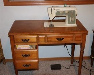 Sewing machine with desk