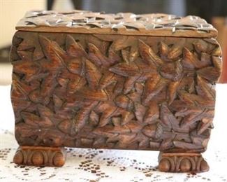 Carved wood jewel box