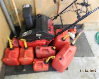 snow blower/gas cans