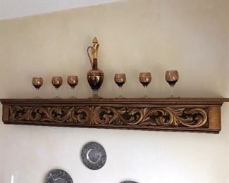 Acanthus Leaf Wall Shelf and Decanter with Glasses
