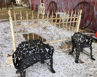 Victorian Iron Fence (2 sections)  Cast Bench and Chair