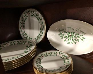 Lenox  Holiday 6 Place Setting & "Bless This Home" Low Bowl