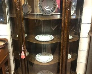 Victorian Curved Glass China Cabinet Attributed to Horner