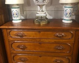 Victorian Chest of Drawers and Some of Many Lamps