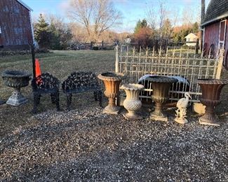 Victorian Iron Fence, Planters and Patio  Furniture