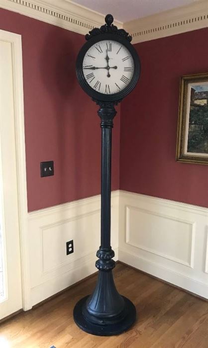 Howard Miller Rustic Black indoor outdoor free standing clock (dual sided)