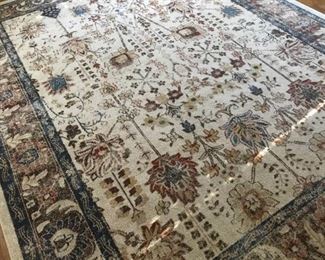 Unique Loom Oushak Collection Oriental Area Rug (Made in Turkey)-8' x 10'.   Cream with blue and rust