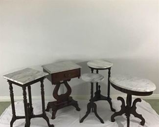 Vintage 5 Piece Centurion White and Grey Marbled Top Various Small Entry Tables https://ctbids.com/#!/description/share/278037