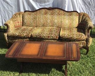Heavy Vintage Long Sofa with Flower Upholstery and Coffee Table https://ctbids.com/#!/description/share/278043