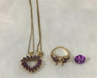 Purple Stone Heart Pendant & Ring https://ctbids.com/#!/description/share/278068