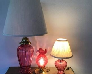 3 Vintage Pink Antique Lamps https://ctbids.com/#!/description/share/278118