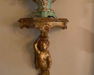 Pair of Early 20th c. Louis XV Style Putti Wall Brackets 
