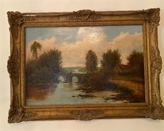 Painting by Edwin Buttery (British, 1839-1908 titled “Country River Landscape” circa 1876