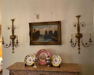 Pair of Giltwood & Metal Wall Sconces