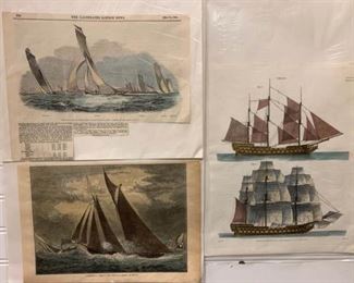 Three vintage pages with artwork of ships https://ctbids.com/#!/description/share/279471