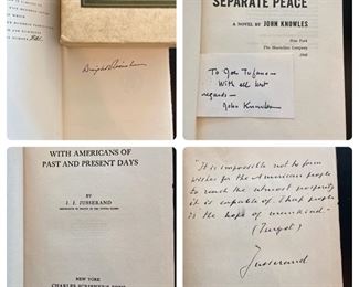 Lots Signed (Dwight D. Eisenhower, John Knowles, and J. J. Jusserand -- First Edition of First Ever Pulitzer Prize Winner