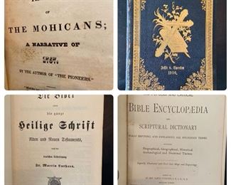 Lots of collectible books from the 1800s (some First Editions) and Old Bibles